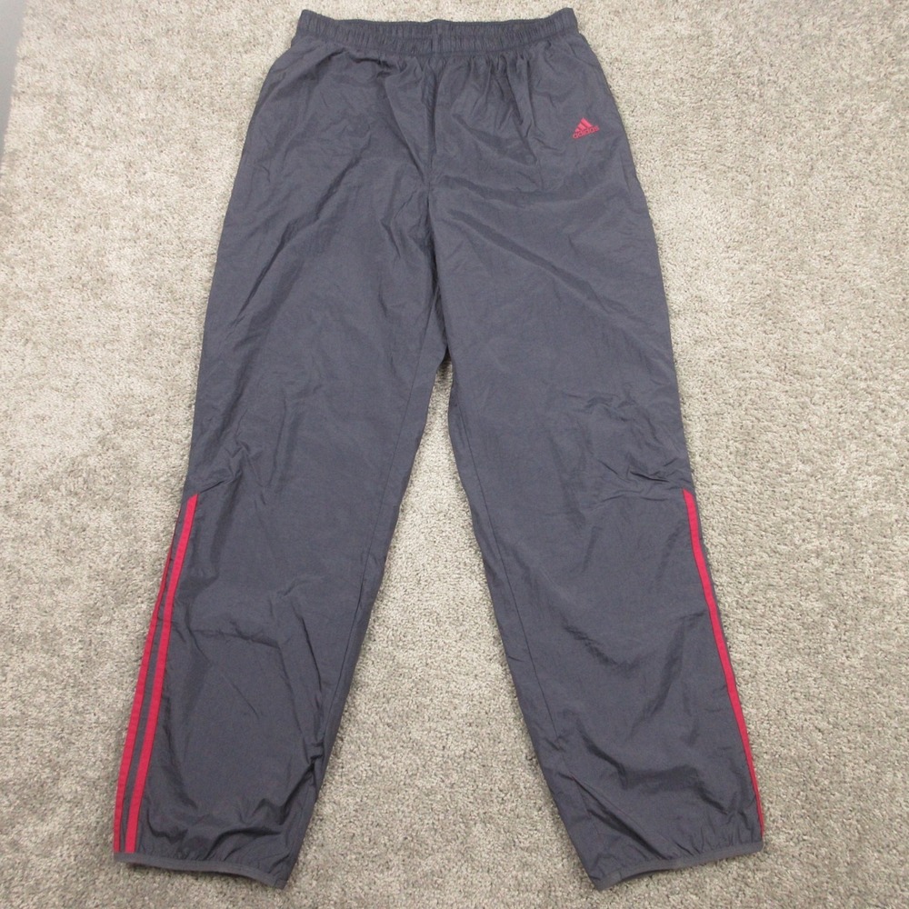 Vintage Adidas Track Pants Mens Large Gray Red Windbreaker‎ Baggy Y2K Mesh Sport